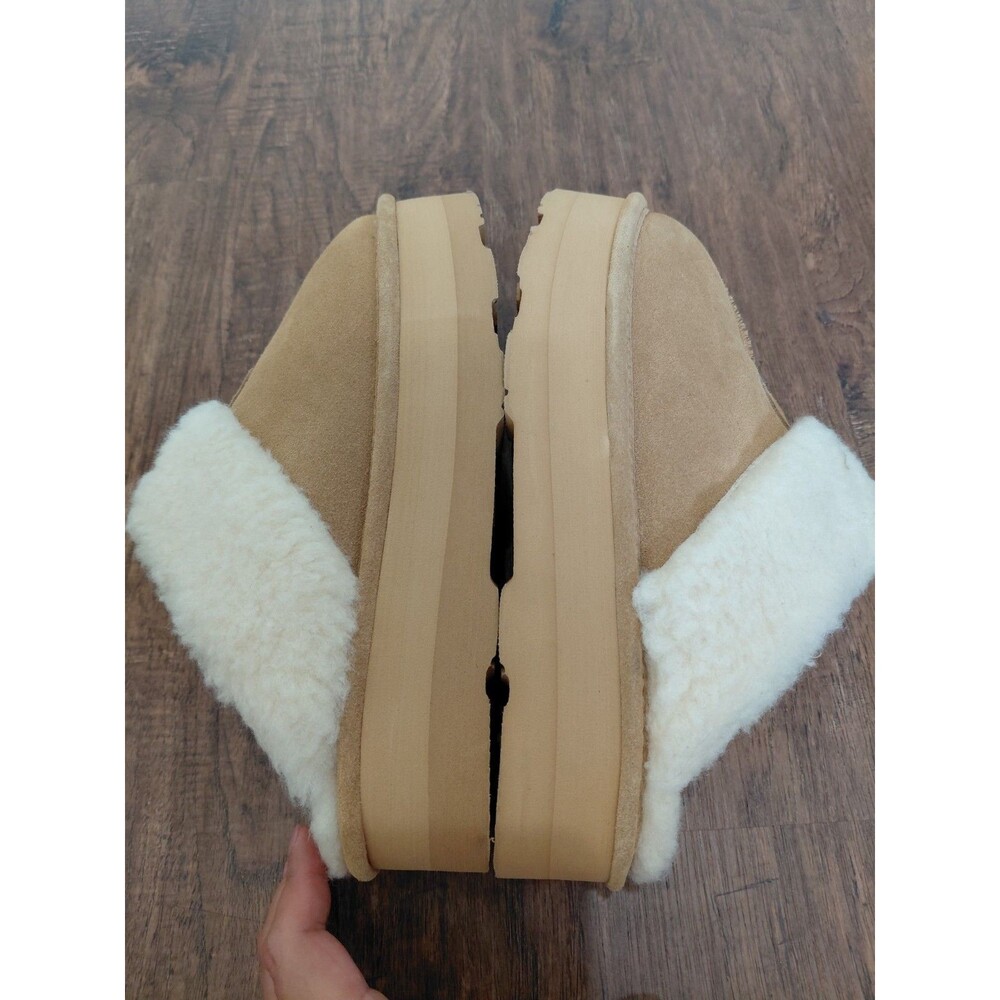 Bearpaw Platform Chunky Slippers, 10 Sheepskin, Tan Suede Leather - Picture 5 of 12